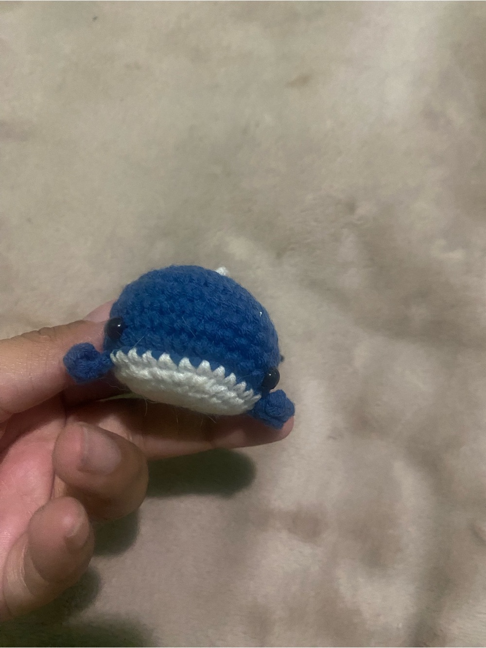 Primark Blue and White Crochet Whale Keychain